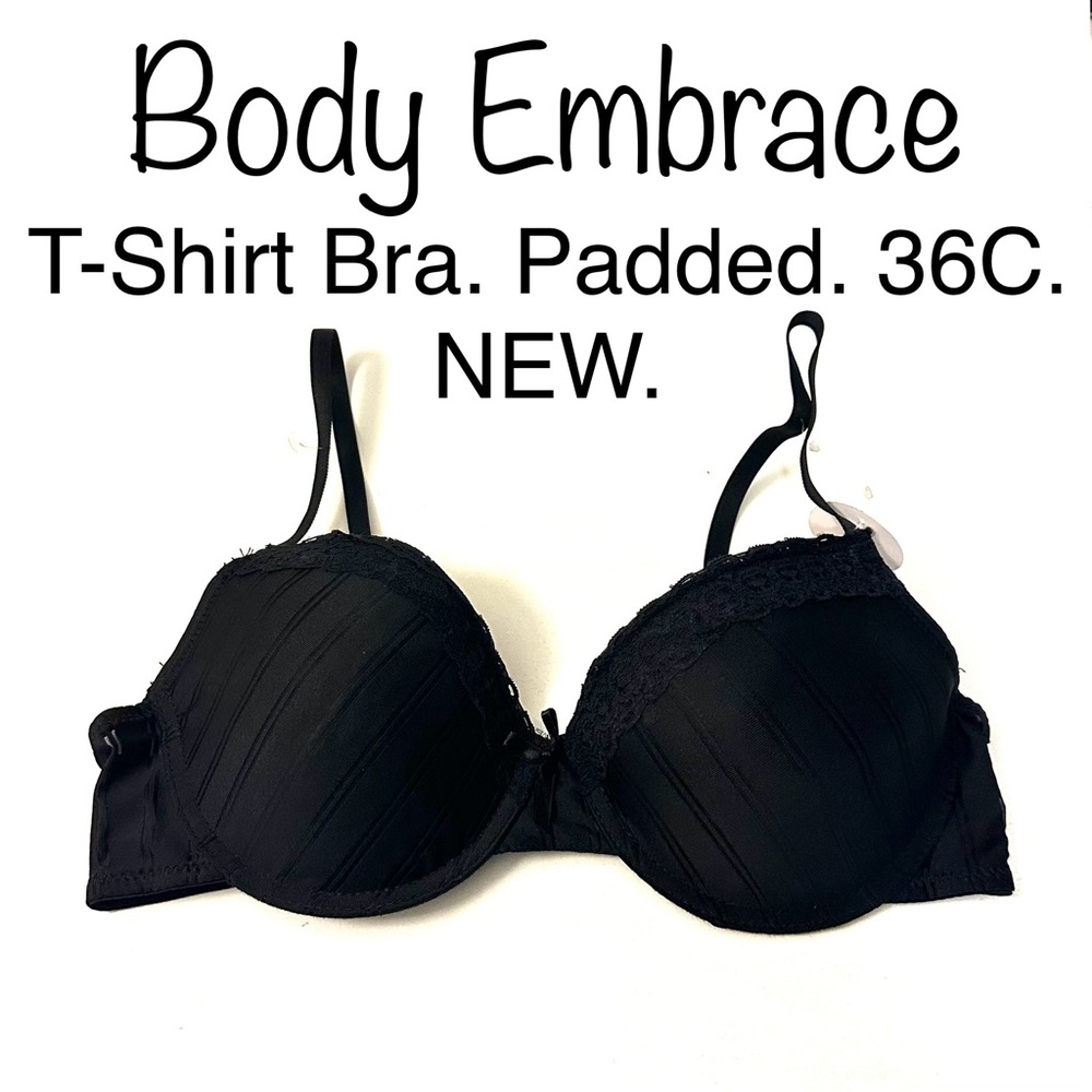36C T-Shirt Bra Striped Padded Cups Intimate Underwear